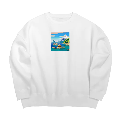 ドット　ボラボラ島のオーバーウォーターバンガロー Big Crew Neck Sweatshirt