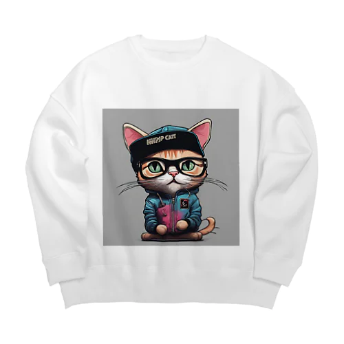 ヒップホップ猫 Big Crew Neck Sweatshirt