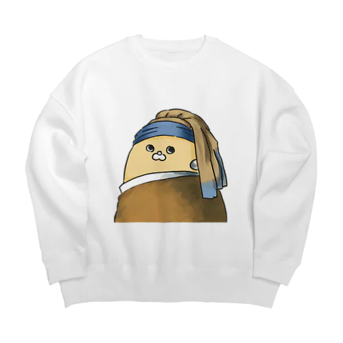 真珠の耳飾りのもっふるくん Big Crew Neck Sweatshirt