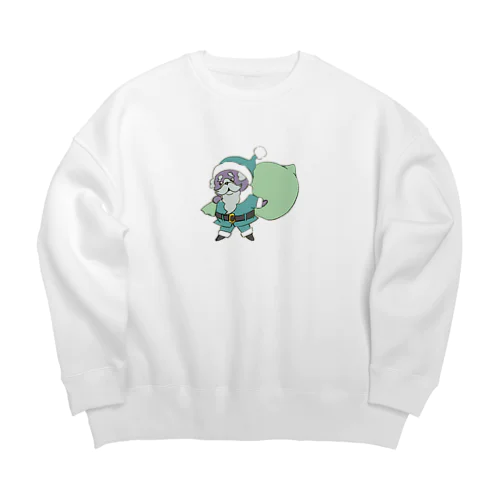 鼻ペチャクリスマス　黒パグ　 Big Crew Neck Sweatshirt