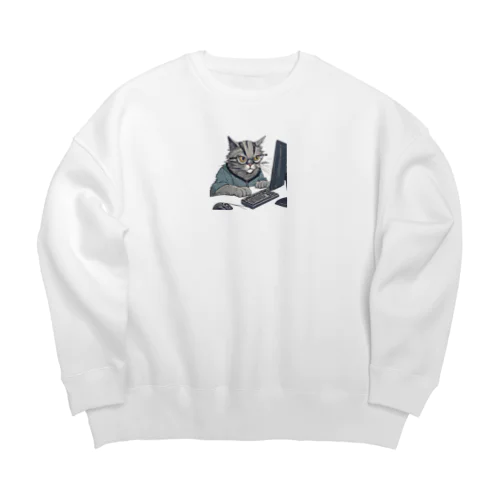 開発者猫 Big Crew Neck Sweatshirt