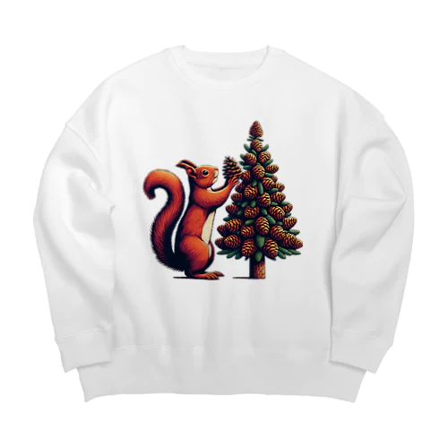 リスのクリスマス Big Crew Neck Sweatshirt