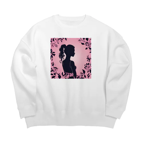 かわいい女の子の影絵 Big Crew Neck Sweatshirt