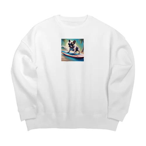 サーフィン大好きフレンチブルドッグ Big Crew Neck Sweatshirt