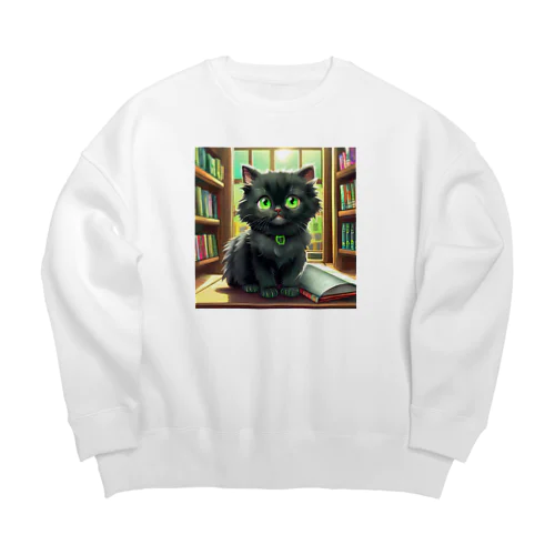 図書室の黒猫01 Big Crew Neck Sweatshirt