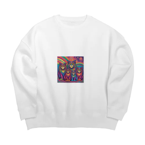 サイケなマヌル猫の家族２ Big Crew Neck Sweatshirt