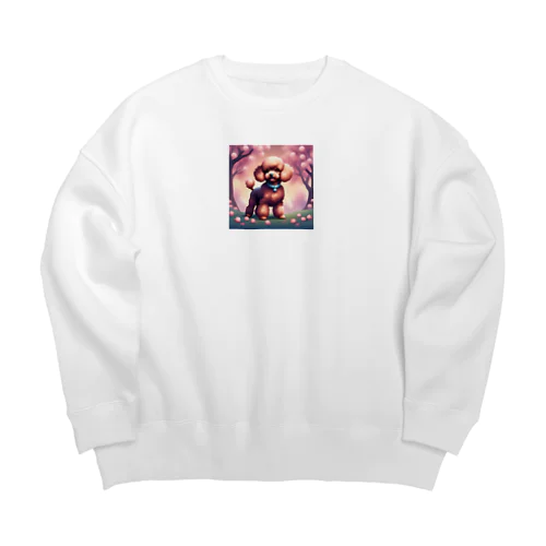 桜舞い散る中でたたずむ可愛いトイプードル Big Crew Neck Sweatshirt