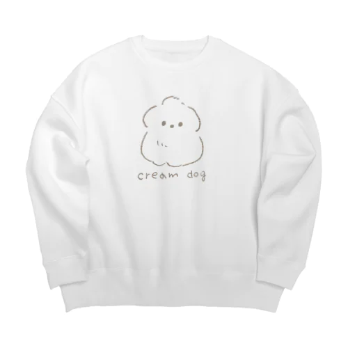 cream dog Big Crew Neck Sweatshirt