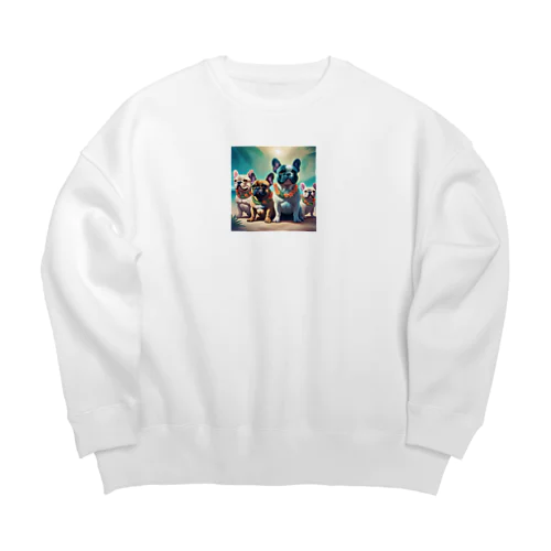 ハワイアンで佇むフレンチブルドッグ達 Big Crew Neck Sweatshirt