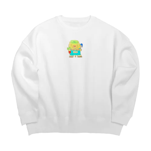 可愛い猫の農家さん Big Crew Neck Sweatshirt