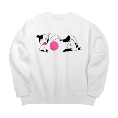 乳見せ牛 Big Crew Neck Sweatshirt