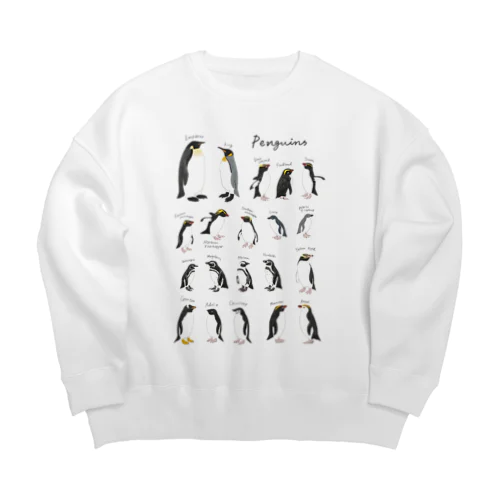 【淡色用】20種のペンギン Big Crew Neck Sweatshirt