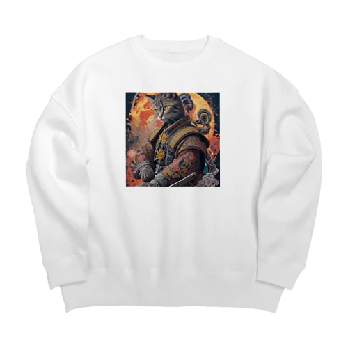 「猫舞う戦士の神響：武神の至高の姿」 Big Crew Neck Sweatshirt