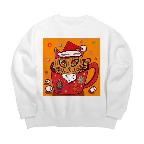 クリスマスにゃんこ Big Crew Neck Sweatshirt