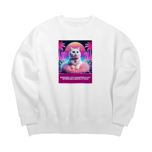 Synthwave_cats Big Crew Neck Sweatshirt