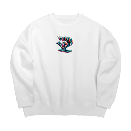 イリュージョンブックエンド - 本のバランスアート Big Crew Neck Sweatshirt