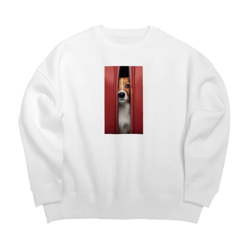 ジッパーから覗く犬 Big Crew Neck Sweatshirt