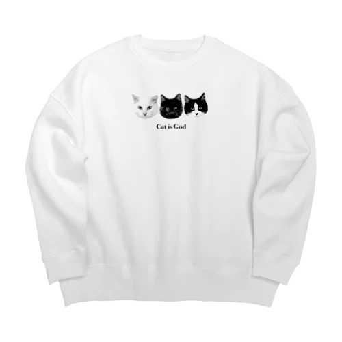 Cat is God Big Crew Neck Sweatshirt