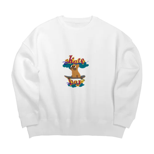 スケートボードするワンコ Big Crew Neck Sweatshirt