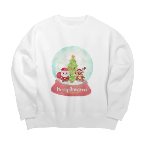 トナカイとサンタクロースのクリスマススノードーム Big Crew Neck Sweatshirt