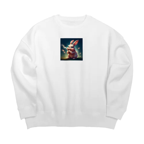 お願いうさぎ Big Crew Neck Sweatshirt