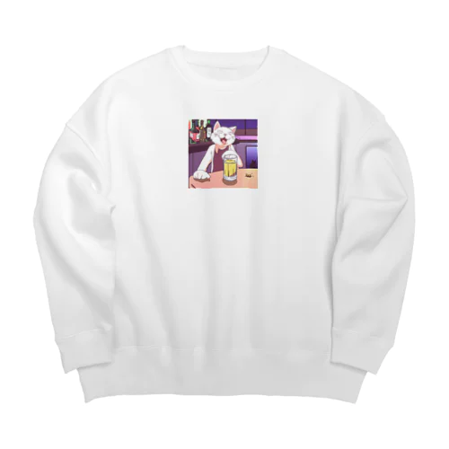 酔っ払いの猫くん Big Crew Neck Sweatshirt