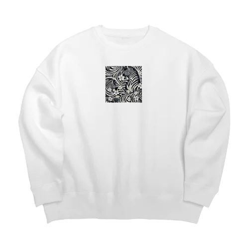 モダン和風シマウマ Big Crew Neck Sweatshirt