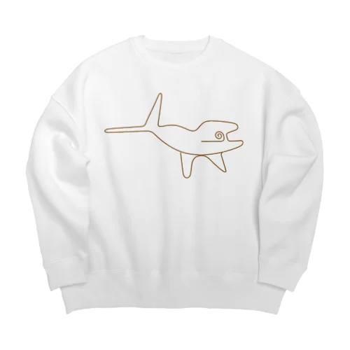 ナスカの地上絵風のクジラ Big Crew Neck Sweatshirt