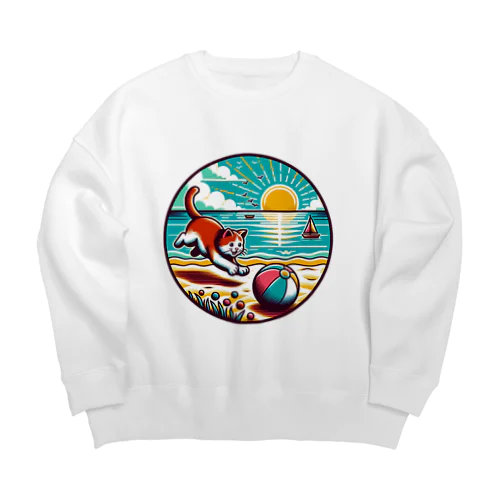 ニャンタスティック・ビーチデイ！ Big Crew Neck Sweatshirt