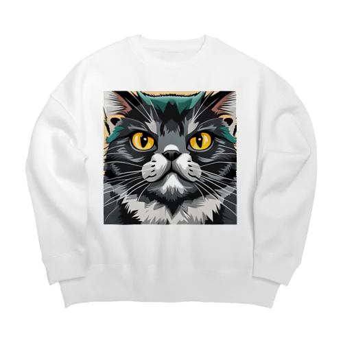 イケてる猫 Big Crew Neck Sweatshirt