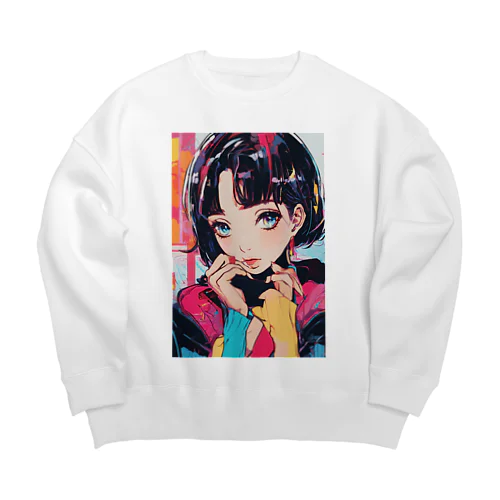 キュートな9 0 sアニメスタイル Big Crew Neck Sweatshirt