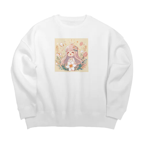 少女とお花🌸 Big Crew Neck Sweatshirt