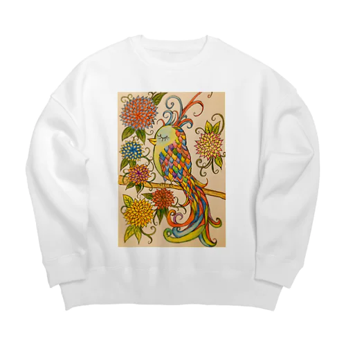 カラフルな鳥 Big Crew Neck Sweatshirt