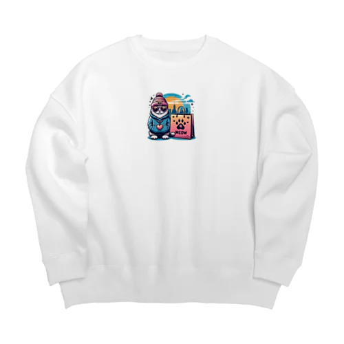 猫のシティライフ Big Crew Neck Sweatshirt