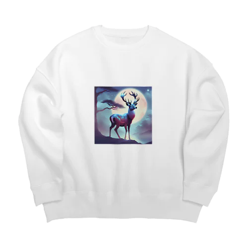 神秘的な鹿 Big Crew Neck Sweatshirt