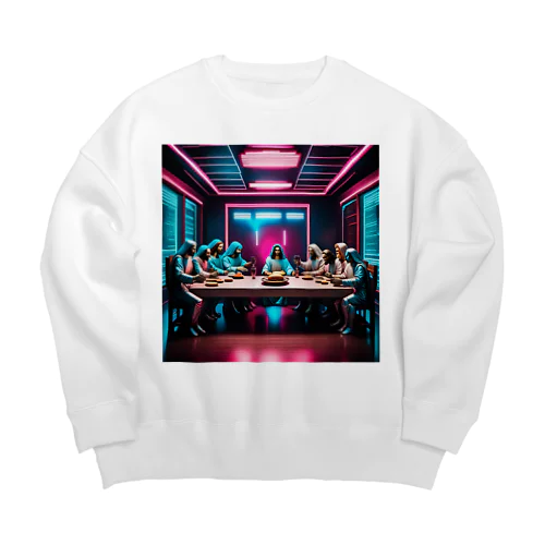 電脳時代の最後の晩餐のイラストグッズ Big Crew Neck Sweatshirt