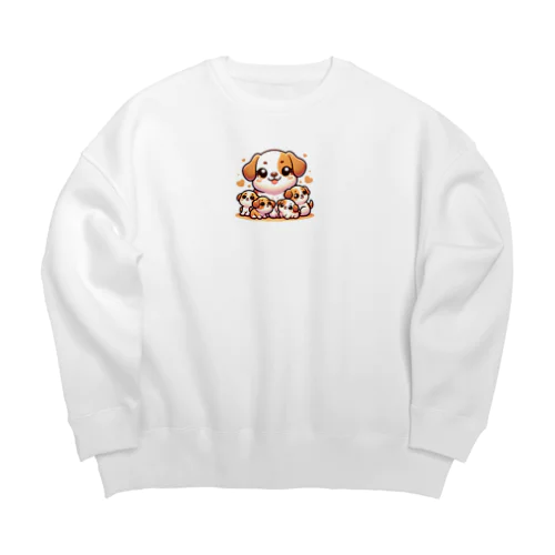 わんぱく子犬とやさしいママ Big Crew Neck Sweatshirt