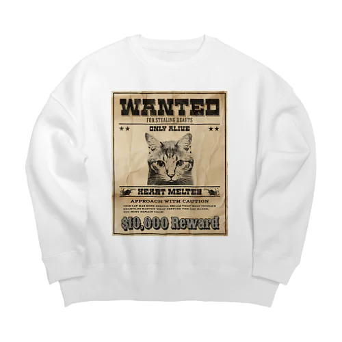 WANTED ハート泥棒（舌をだす猫） Big Crew Neck Sweatshirt