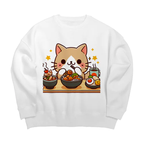 ☆食いしん坊にゃんこ☆ Big Crew Neck Sweatshirt