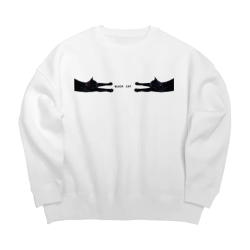 向き合う黒猫 Big Crew Neck Sweatshirt