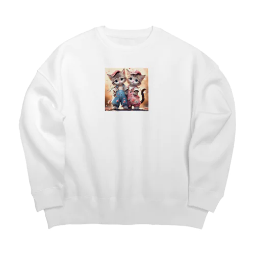 可愛い子猫イラスト Big Crew Neck Sweatshirt