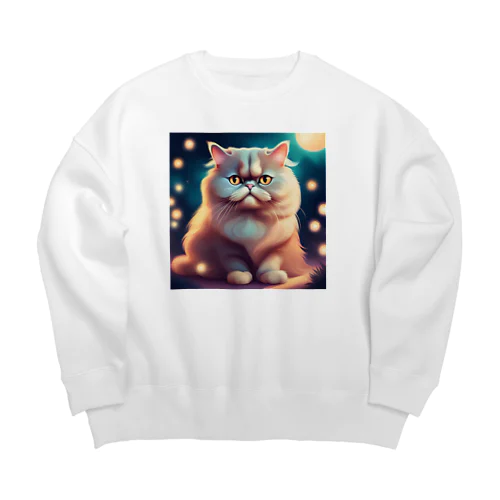 ごきげんなペルシャ猫 Big Crew Neck Sweatshirt