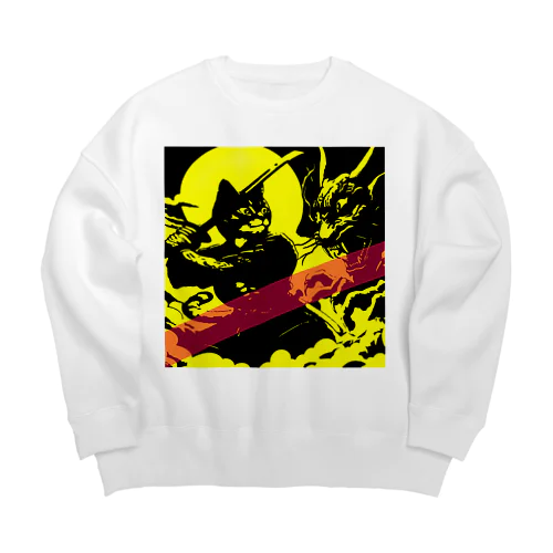 鬼退治する猫 Big Crew Neck Sweatshirt