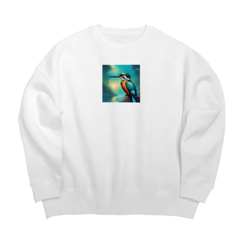 カラフルカワセミくん Big Crew Neck Sweatshirt