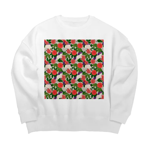 Unicorn and Peony　（ユニコーンと芍薬） Big Crew Neck Sweatshirt