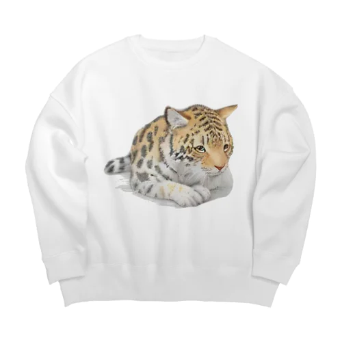 静かなかわいらしいヒョウ Big Crew Neck Sweatshirt