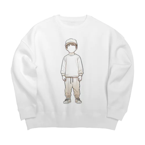 帽子をかぶった少年 Big Crew Neck Sweatshirt