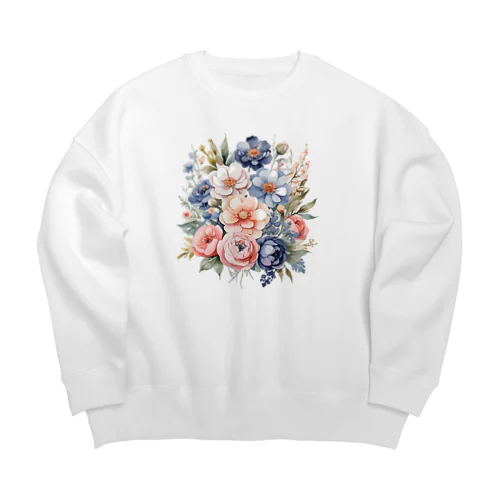 パステルカラーの花束 Big Crew Neck Sweatshirt