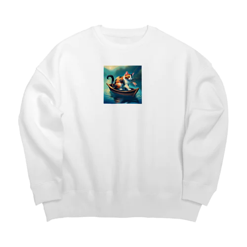 釣り猫君 Big Crew Neck Sweatshirt