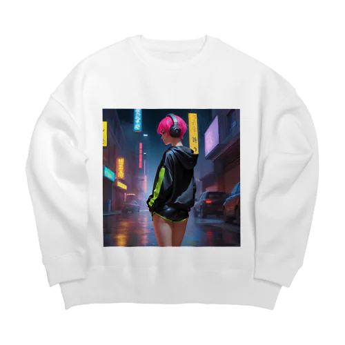 Cyber Girl Big Crew Neck Sweatshirt